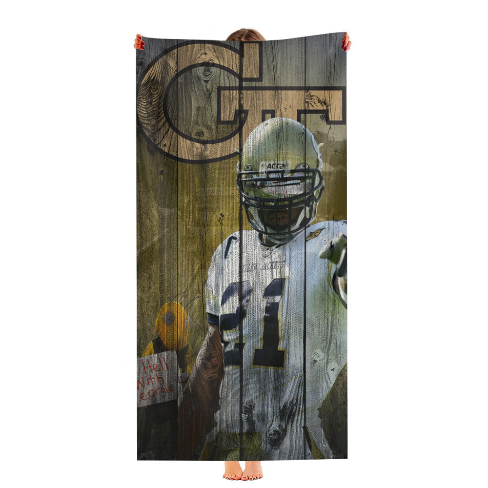 Calvin Johnson Georgia Tech Wood Wallpaper Ultra-Soft Luxury Bathroom Towels