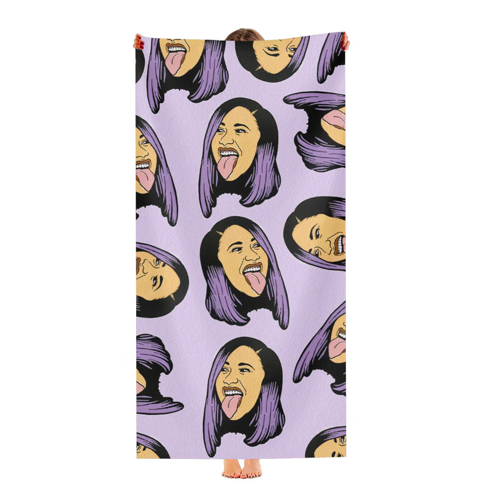 Cardi B Head Pattern Fun Ultra-Soft Luxury Bathroom Towels
