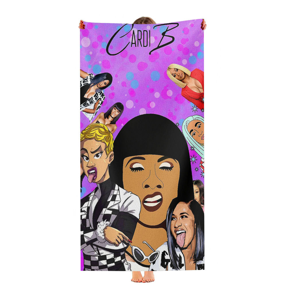 Cardi B Pattern Face Ultra-Soft Luxury Bathroom Towels