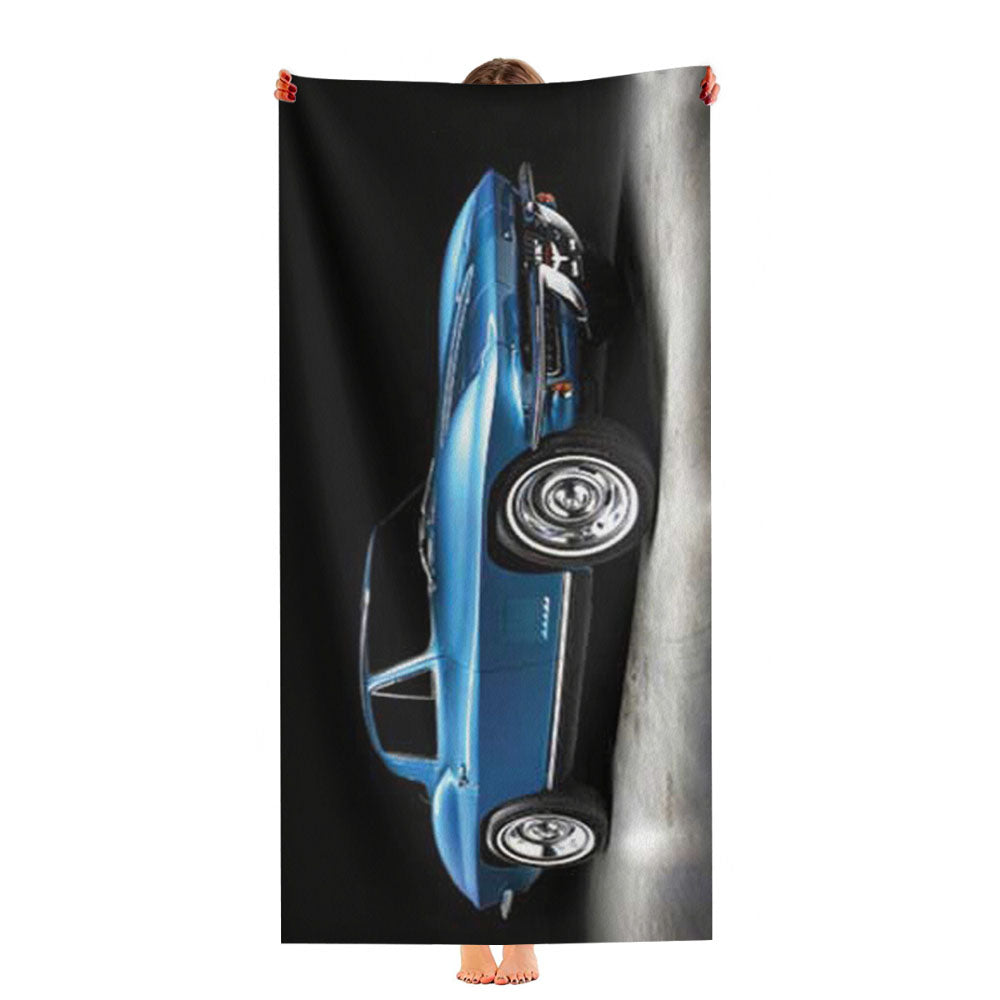 Chevy Stingray 67 Blue Ultra-Soft Luxury Bathroom Towels