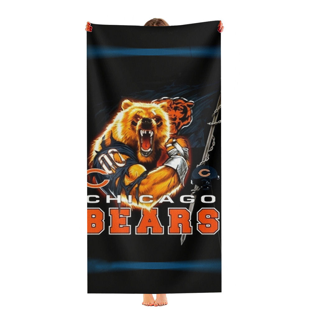 Chicago Bears Nfl Black 1 Ultra-Soft Luxury Bathroom Towels