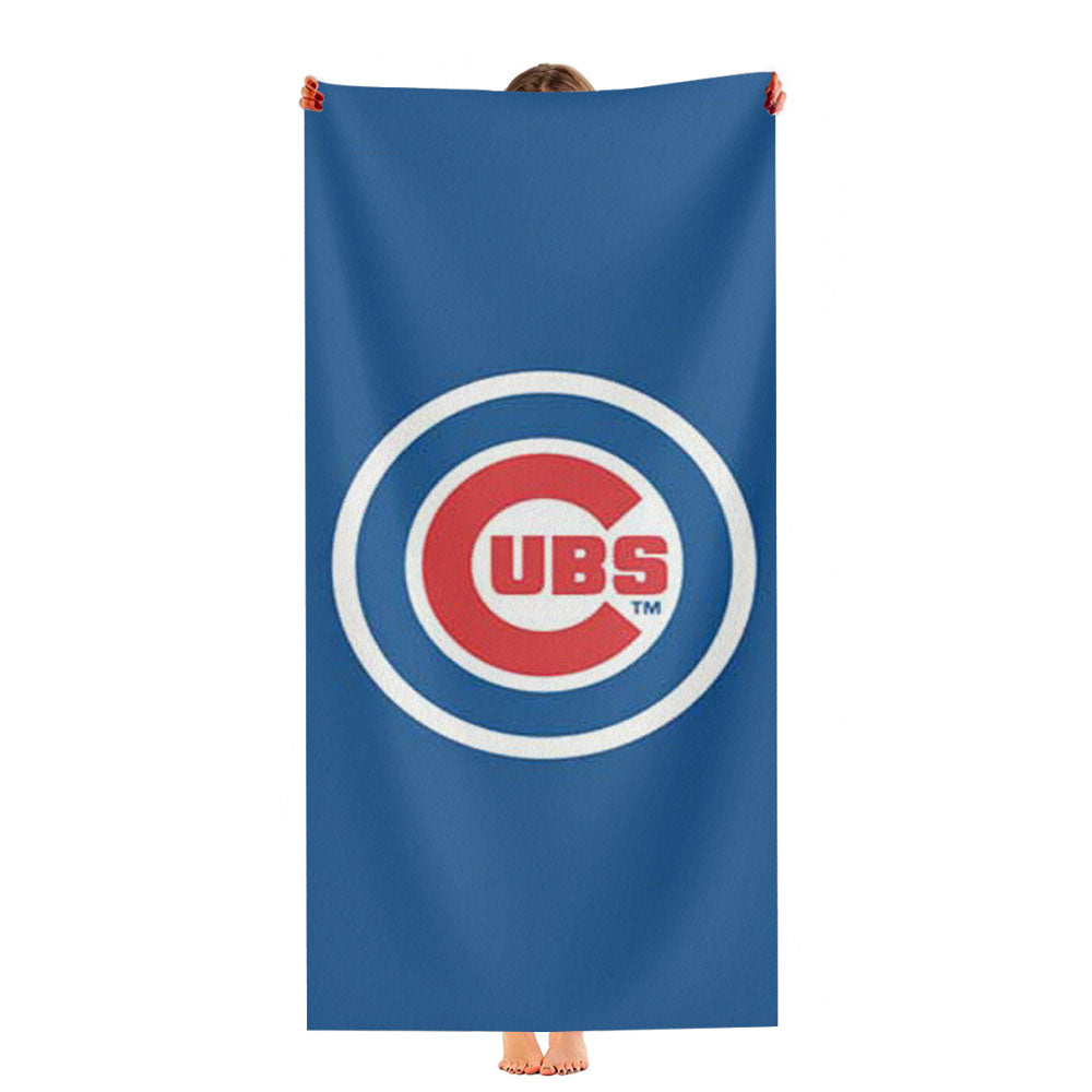 Chicago Cubs Logo On Blue Ultra-Soft Luxury Bathroom Towels