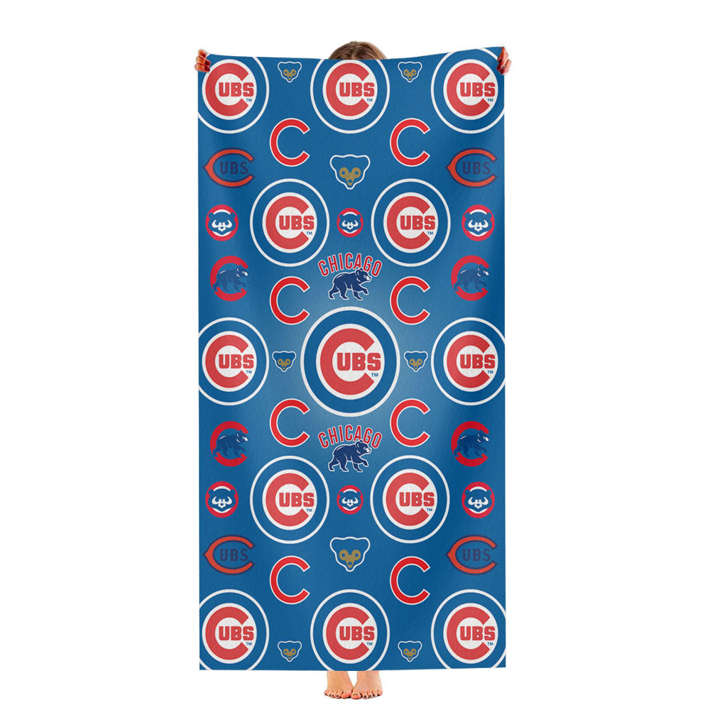 Chicago Cubs Logo Pattern Blue Ultra-Soft Luxury Bathroom Towels