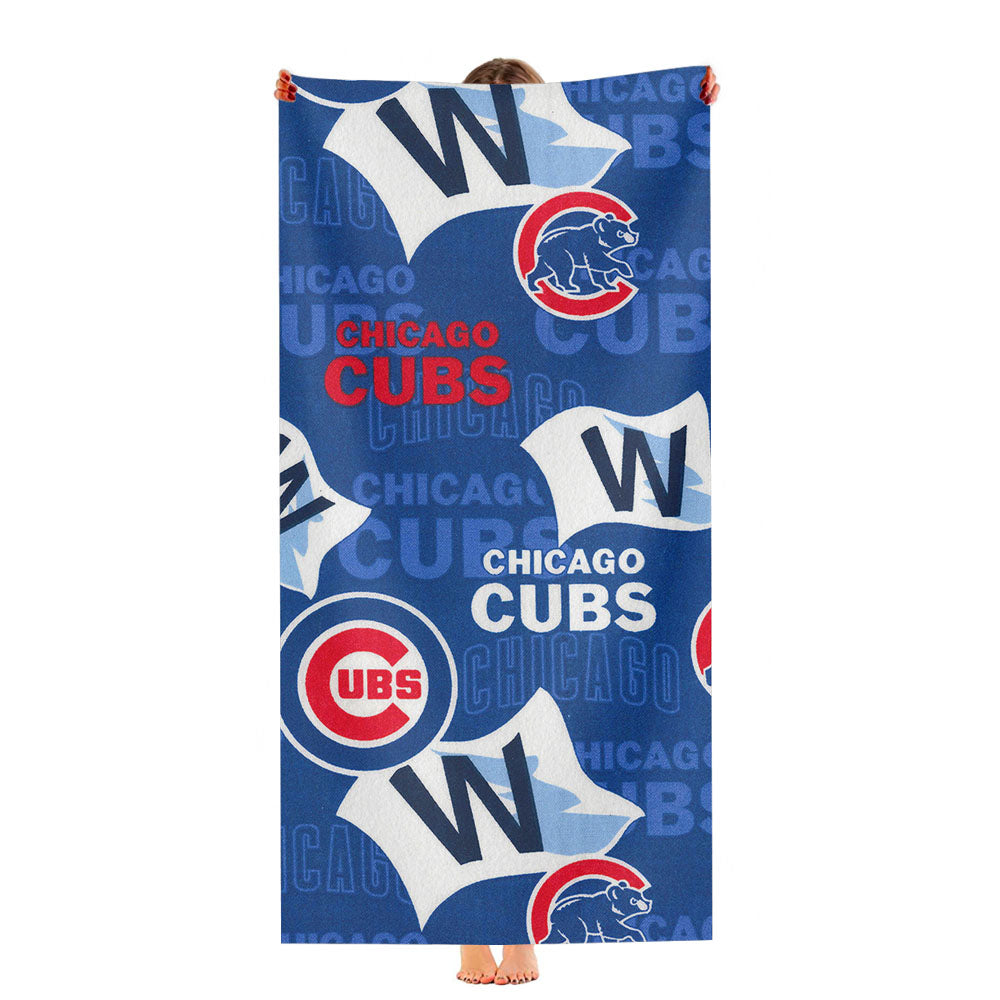Chicago Cubs Mlb Pattern Fabric Ultra-Soft Luxury Bathroom Towels