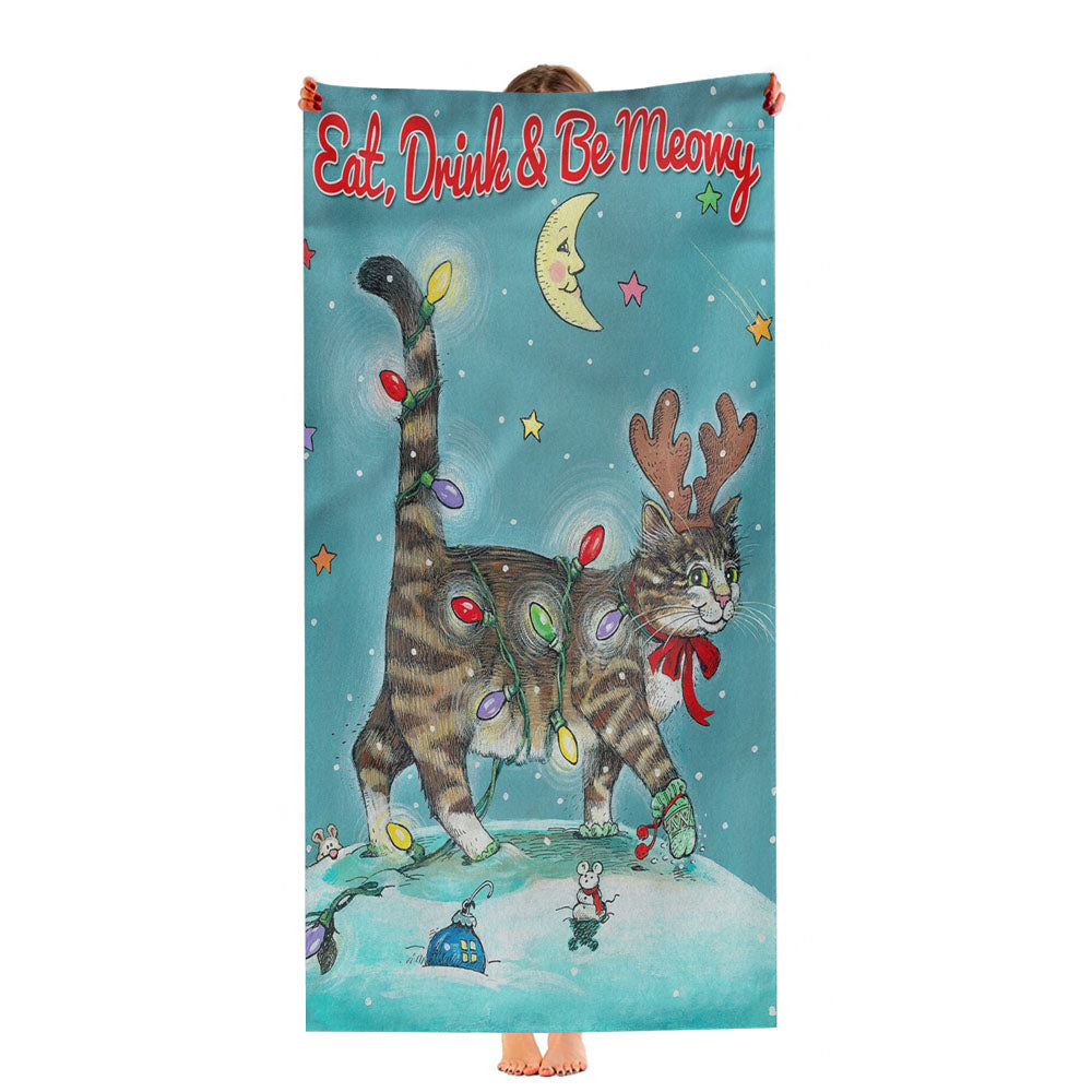 Christmas Cat Ultra-Soft Luxury Bathroom Towels