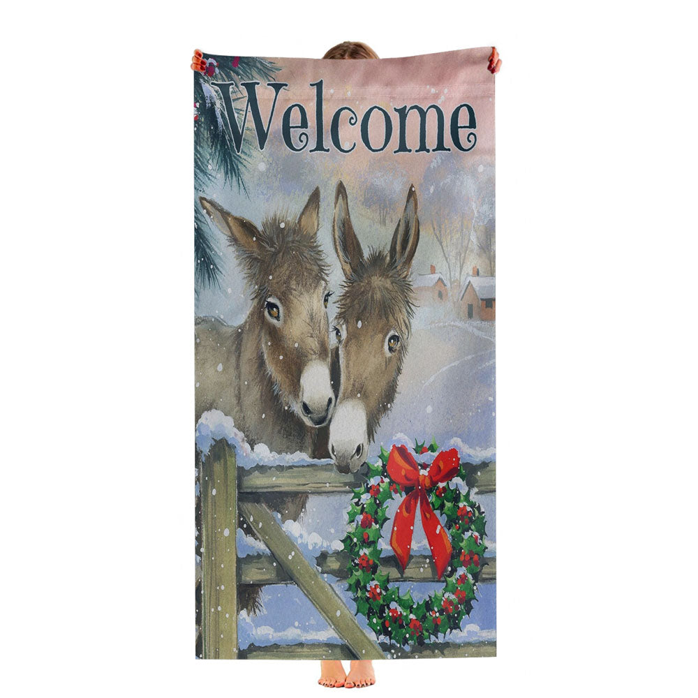 Christmas Farm Animals Donkeys Ultra-Soft Luxury Bathroom Towels