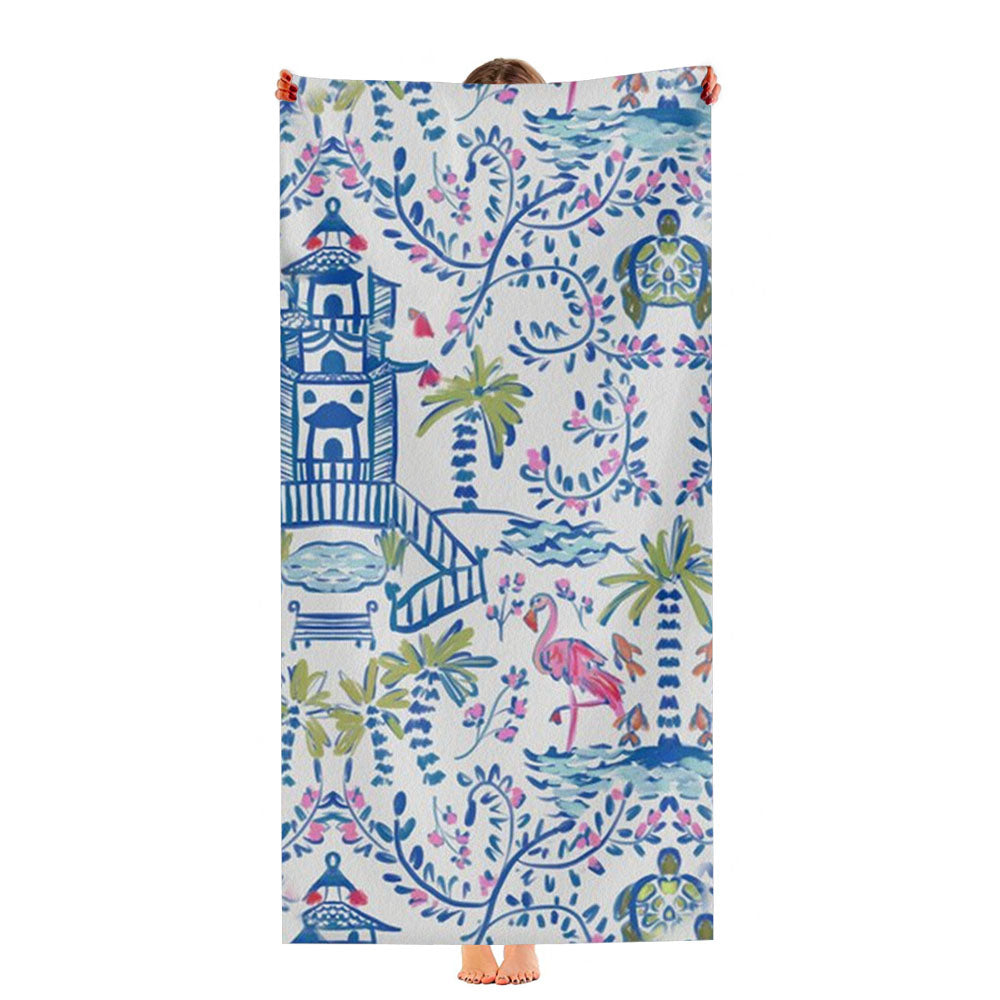 Colorful Coastal Chinoiserie Ultra-Soft Luxury Bathroom Towels