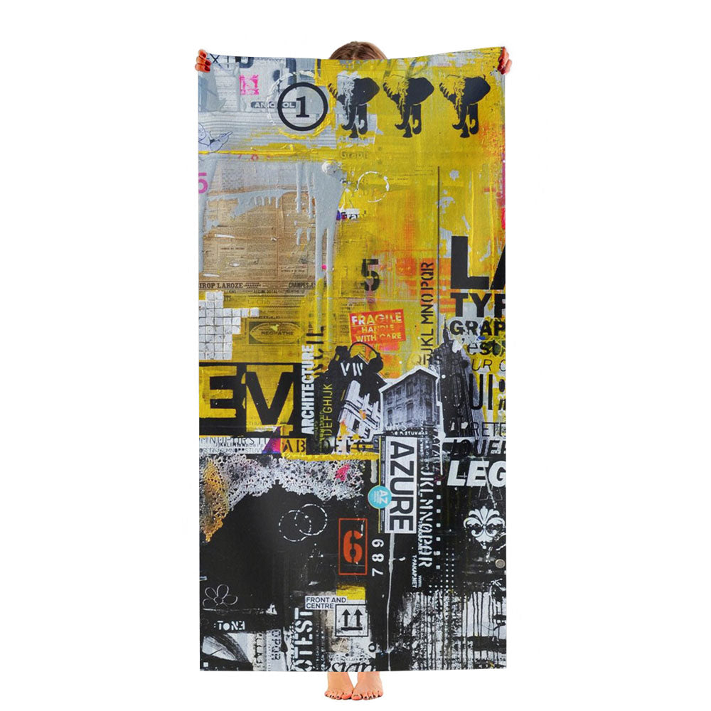 Contemporary Collage Hypebeast Pattern Ultra-Soft Luxury Bathroom Towels