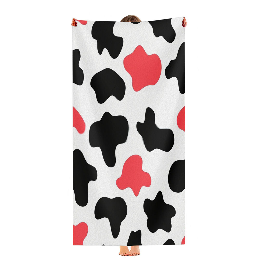 Cow Seamless Pattern Black Pink Ultra-Soft Luxury Bathroom Towels