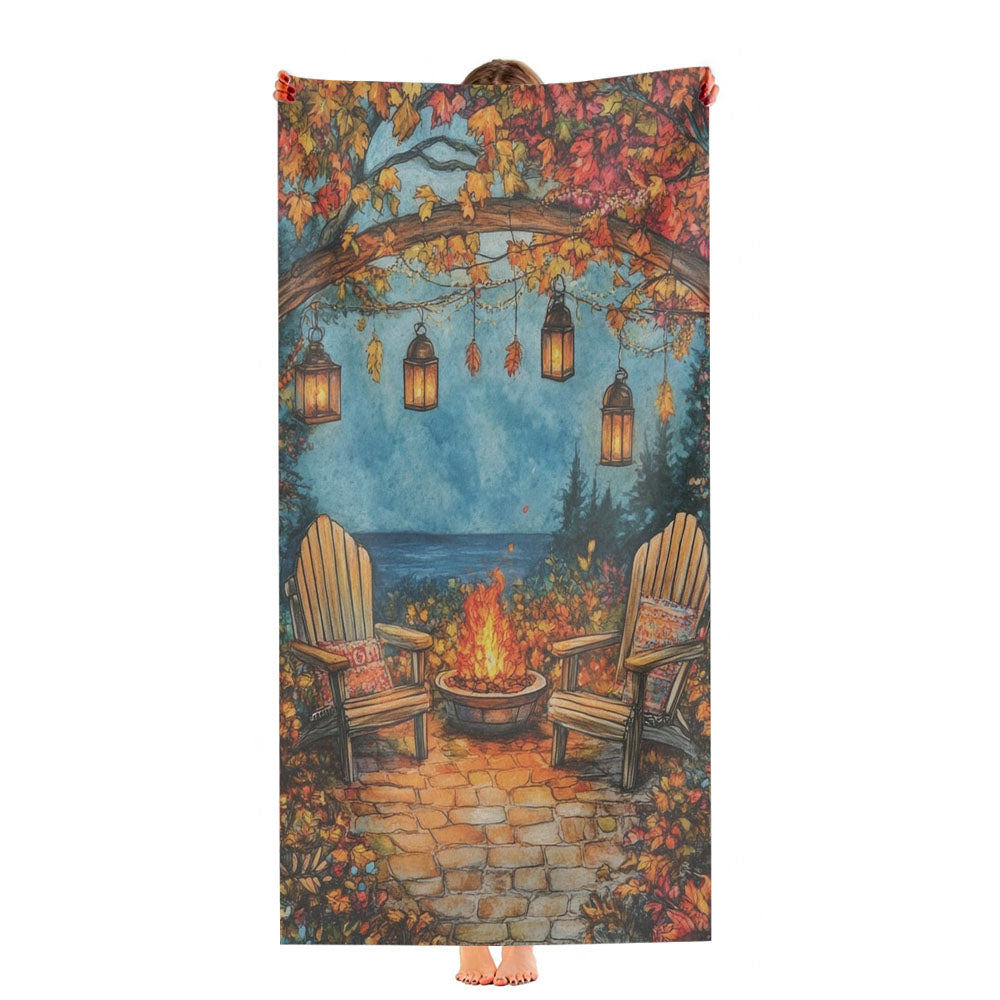 Cozy Autumn Campfire Ultra-Soft Luxury Bathroom Towels