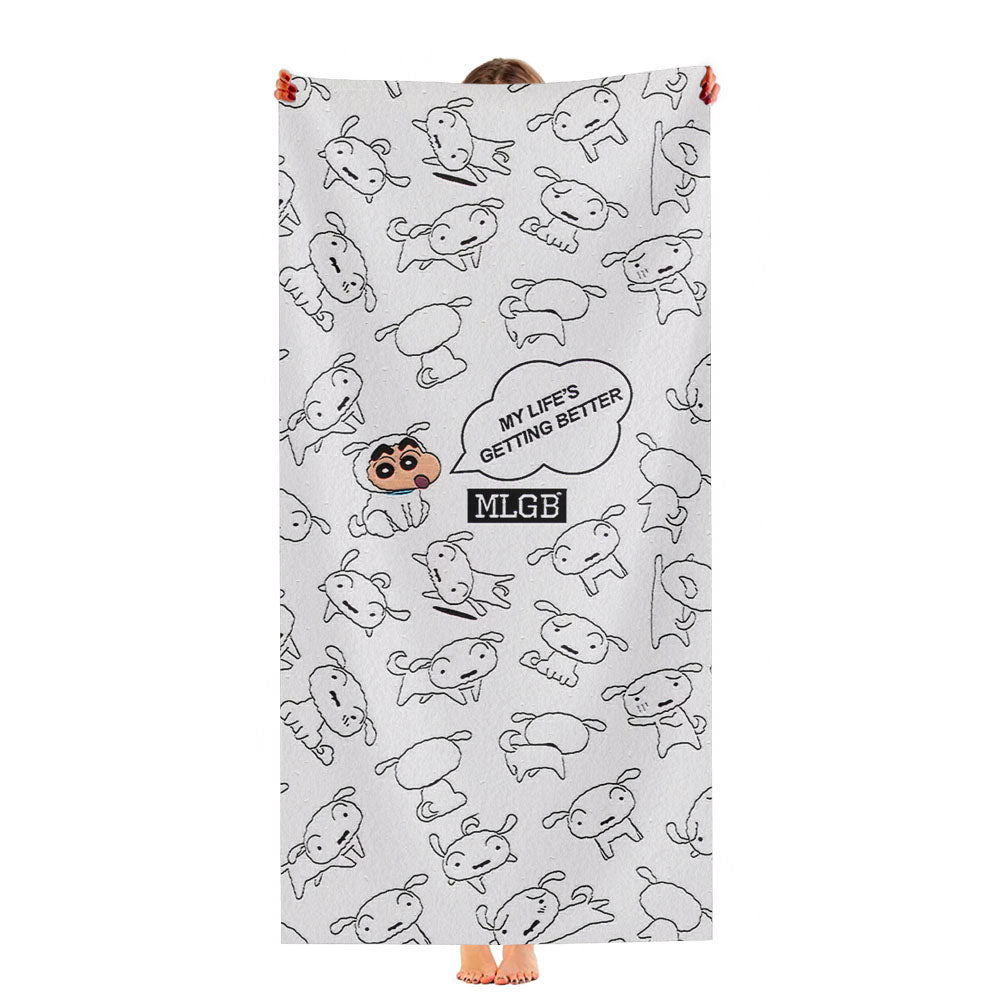 Crayon Shinchan Doodle Pattern Ultra-Soft Luxury Bathroom Towels