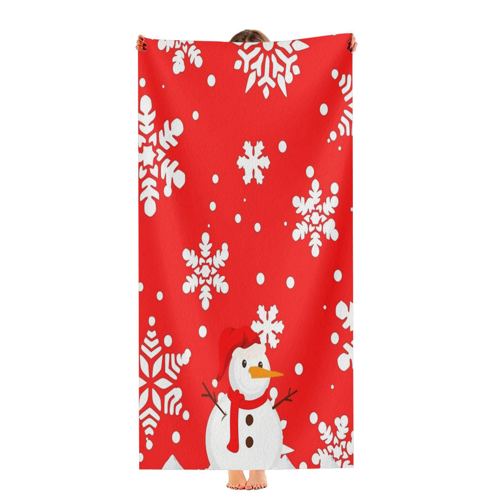 Cute Snowman Design For Christmas And Winter Ultra-Soft Luxury Bathroom Towels
