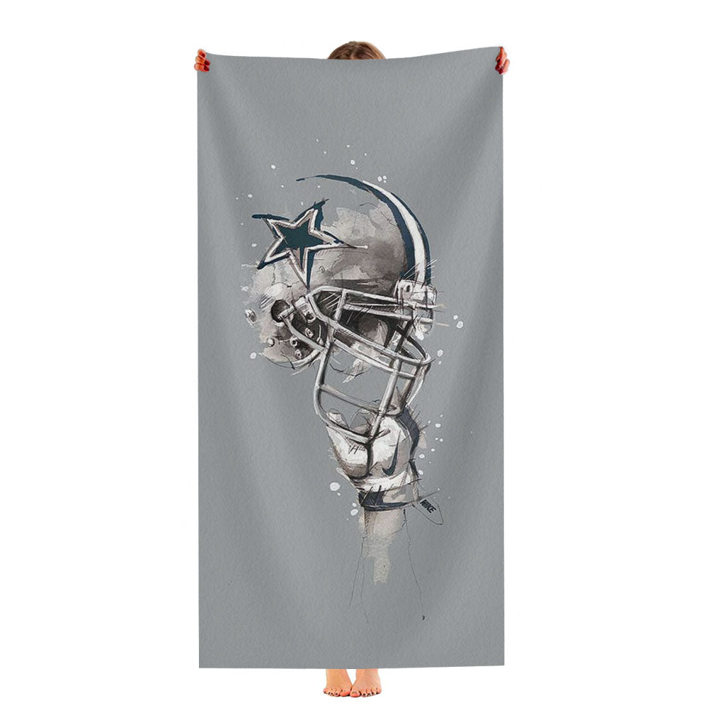 Dallas Cowboys Helmet Painting Florian Nicolle Ultra-Soft Luxury Bathroom Towels