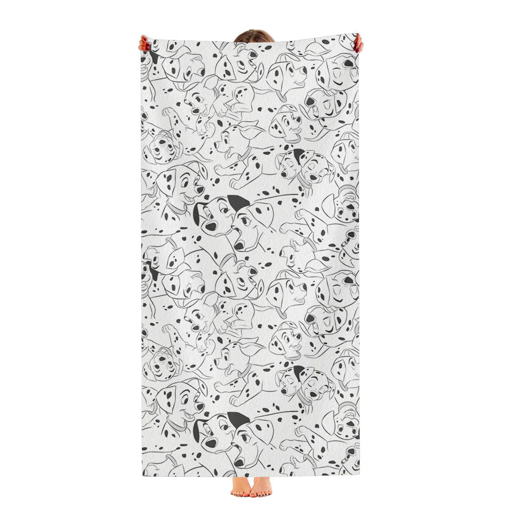 Disney 101 Dalmatians Family Pattern White Grey Ultra-Soft Luxury Bathroom Towels