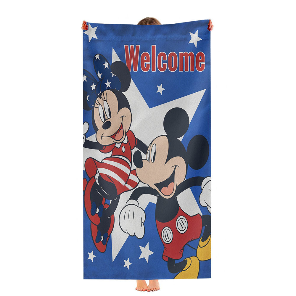 Disney Mickey And Minnie Usa Welcome Ultra-Soft Luxury Bathroom Towels
