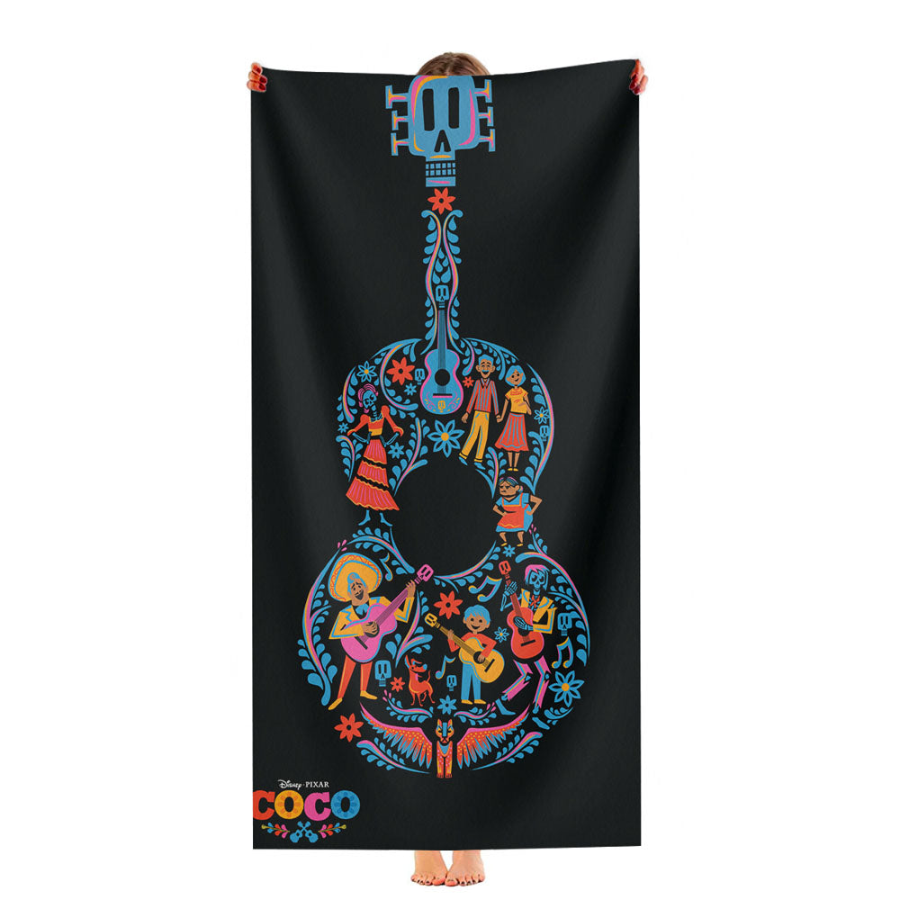 Disney Pixar Coco Guitar Pattern Ultra-Soft Luxury Bathroom Towels