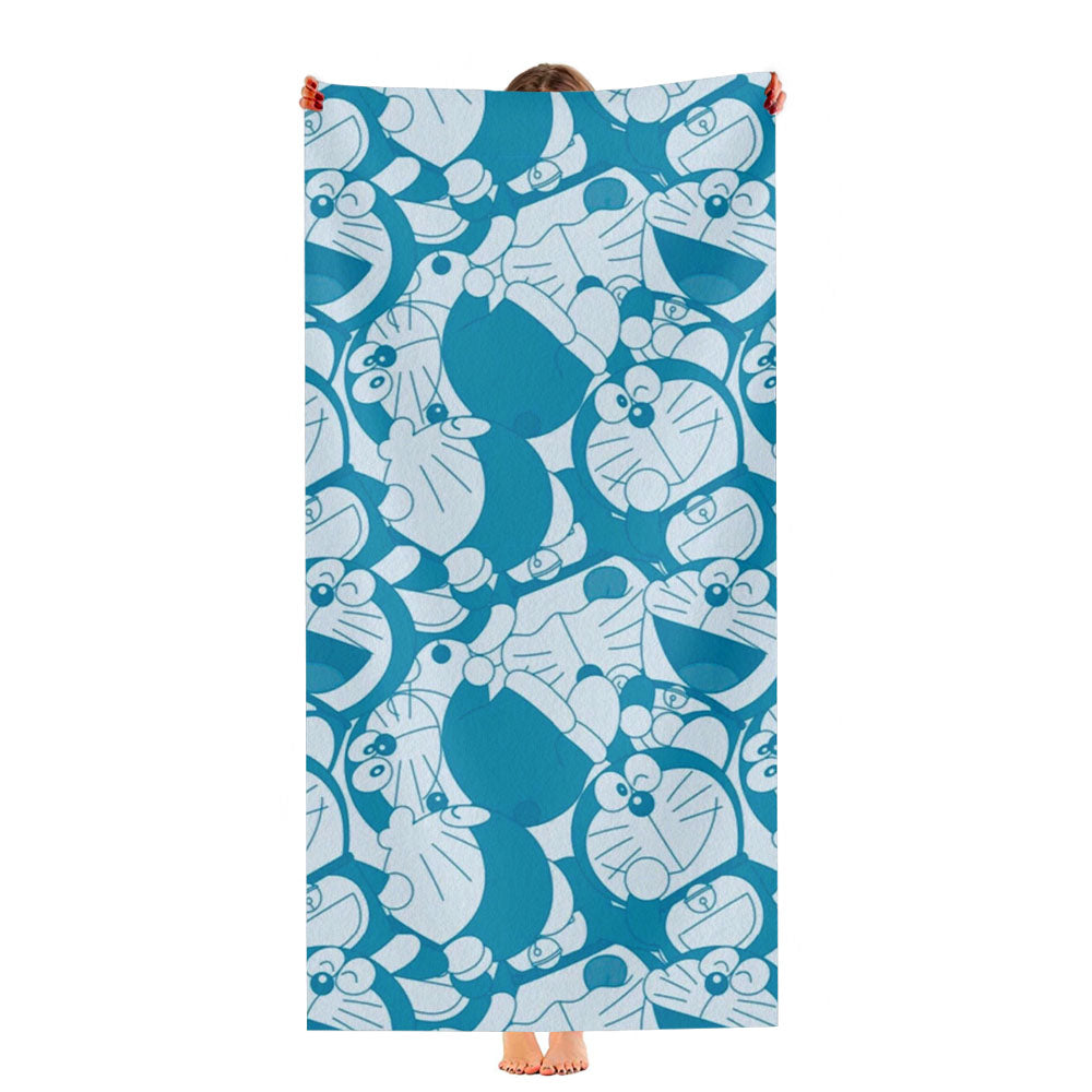 Doraemon Full Blue Pattern Ultra-Soft Luxury Bathroom Towels
