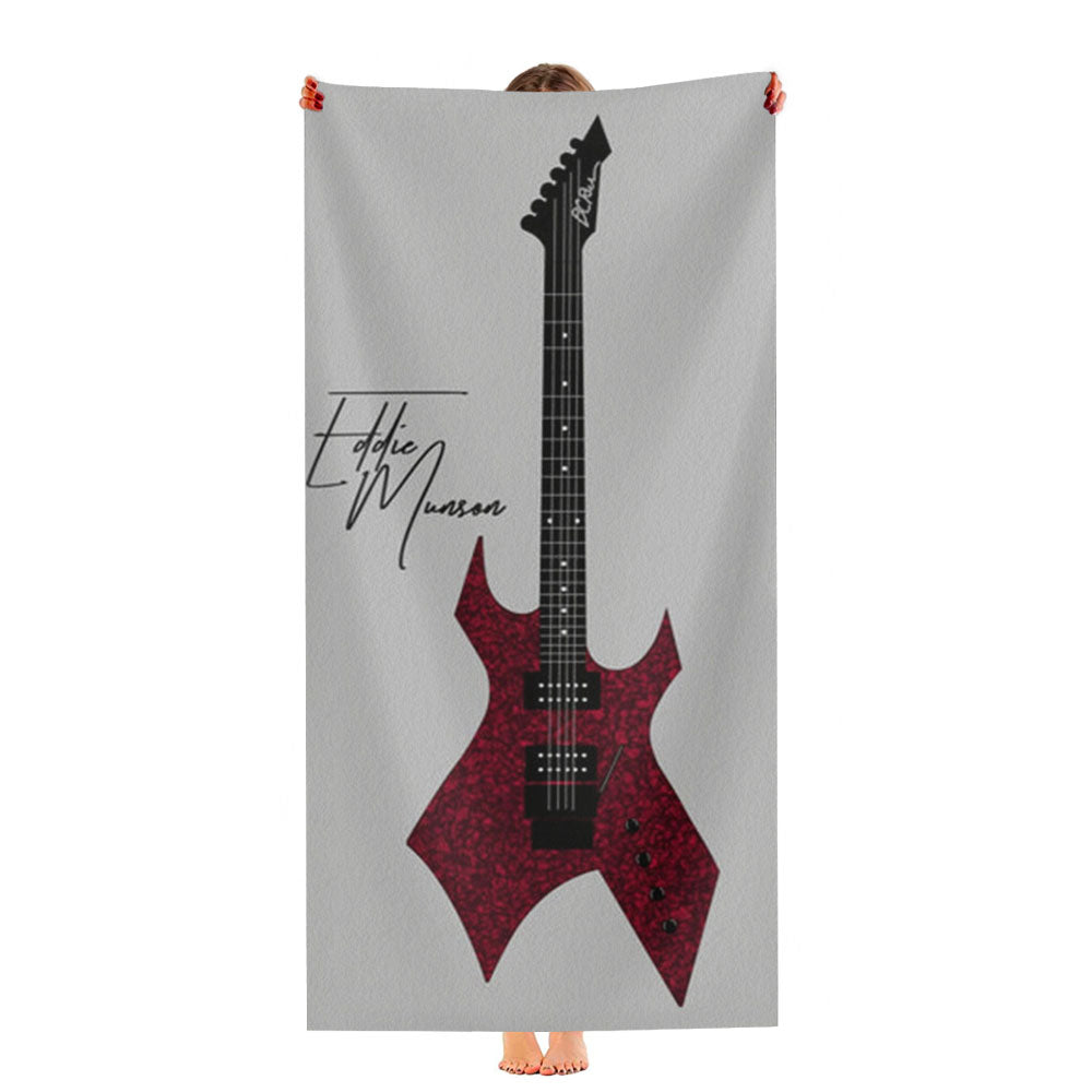 Eddie Munson Guitar Ultra-Soft Luxury Bathroom Towels