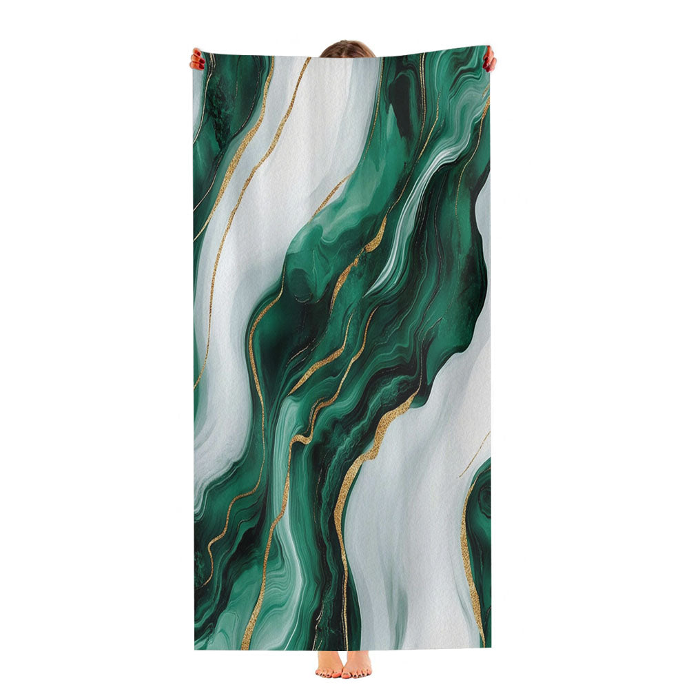 Emerald Green And White Marble Ultra-Soft Luxury Bathroom Towels