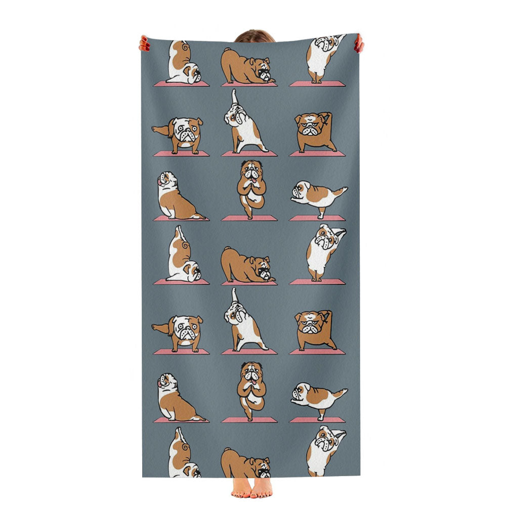 English Bulldog Yoga Pattern Ultra-Soft Luxury Bathroom Towels