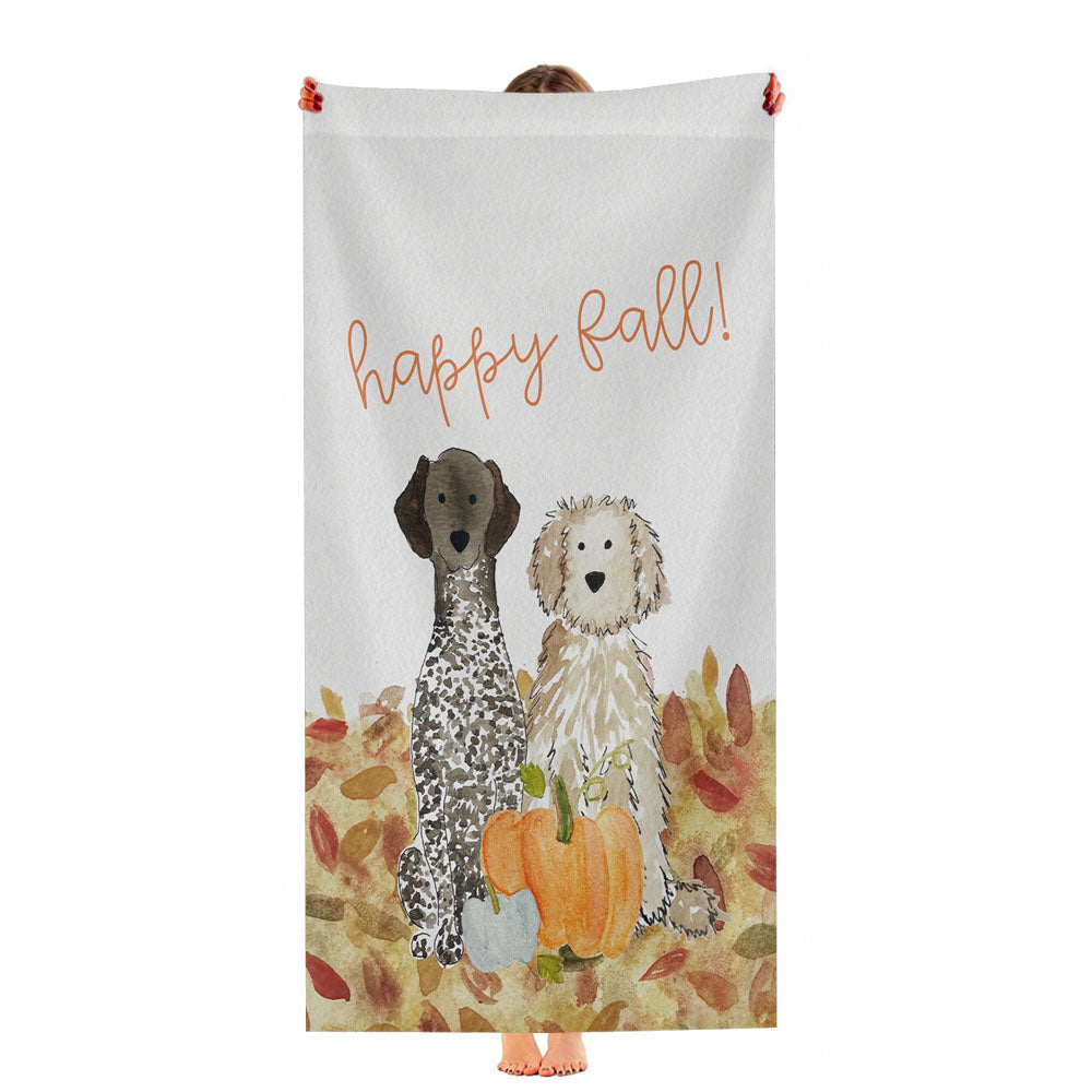 Fall Pumpkin Mix And Match Dog Breed Ultra-Soft Luxury Bathroom Towels