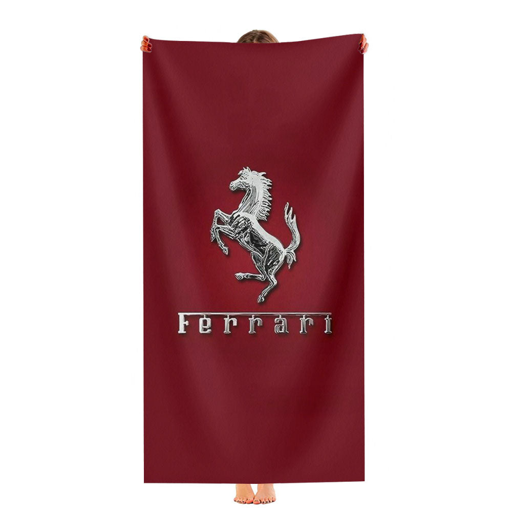 Ferrari In Red Background Ultra-Soft Luxury Bathroom Towels