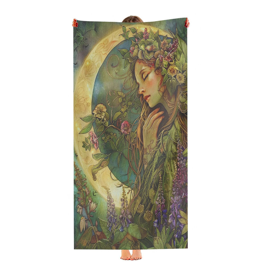 Floral Summer Earth Goddess Ultra-Soft Luxury Bathroom Towels