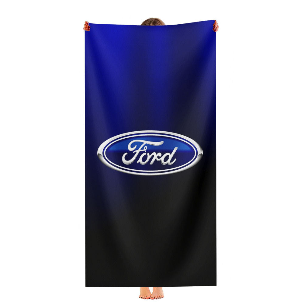 Ford Blue Black Logo Wallpaper Ultra-Soft Luxury Bathroom Towels