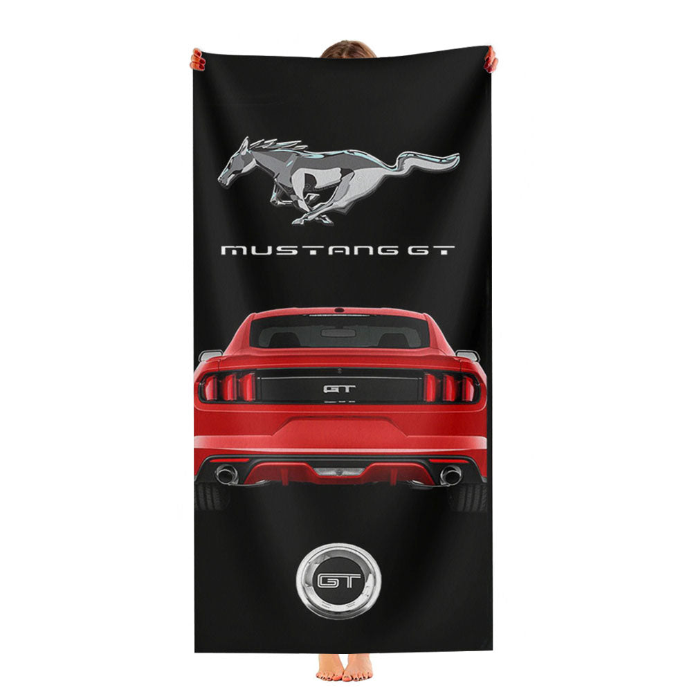 Ford Mustang Gt Red Car Ultra-Soft Luxury Bathroom Towels