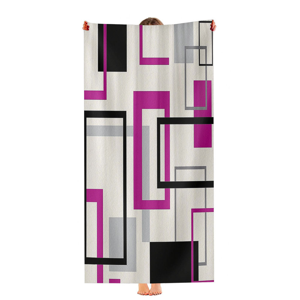 Geometric In Pink, Black, And Gray, Bold Modern Ultra-Soft Luxury Bathroom Towels