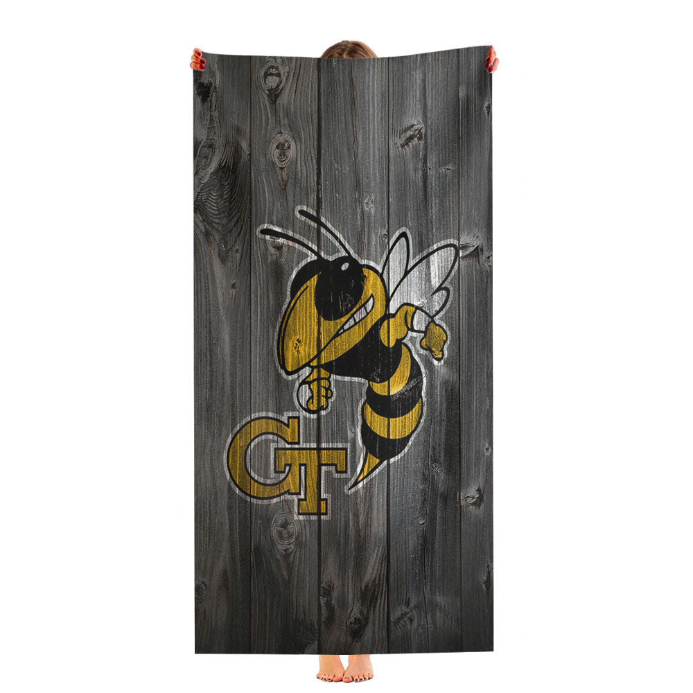 Georgia Tech University Wood Wallpaper Ultra-Soft Luxury Bathroom Towels