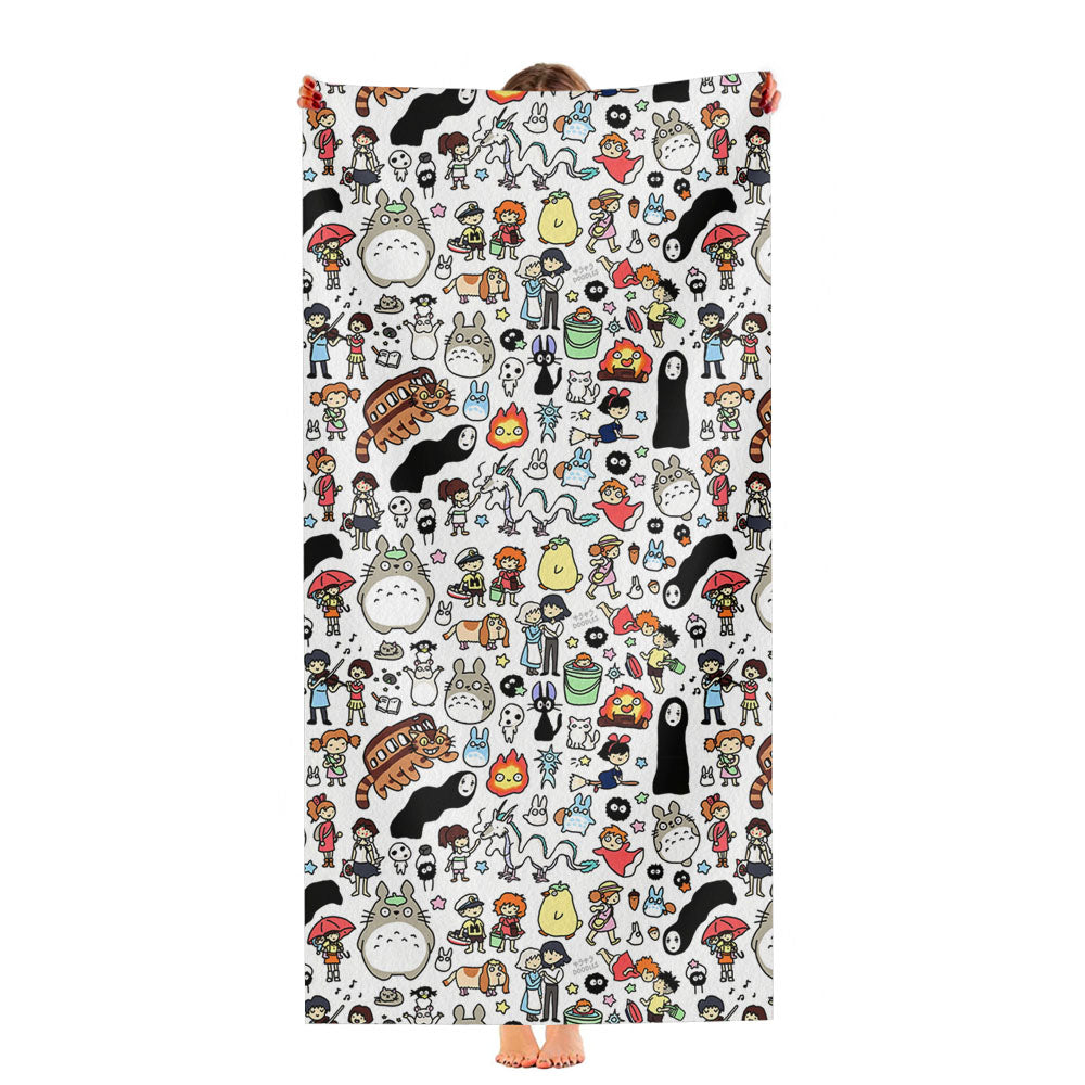 Ghibli Pattern Ultra-Soft Luxury Bathroom Towels