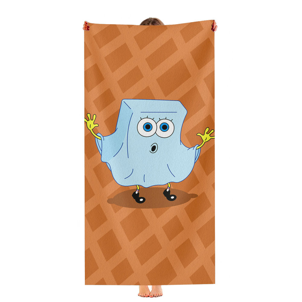 Ghost Spongebob Waffle Pattern Ultra-Soft Luxury Bathroom Towels