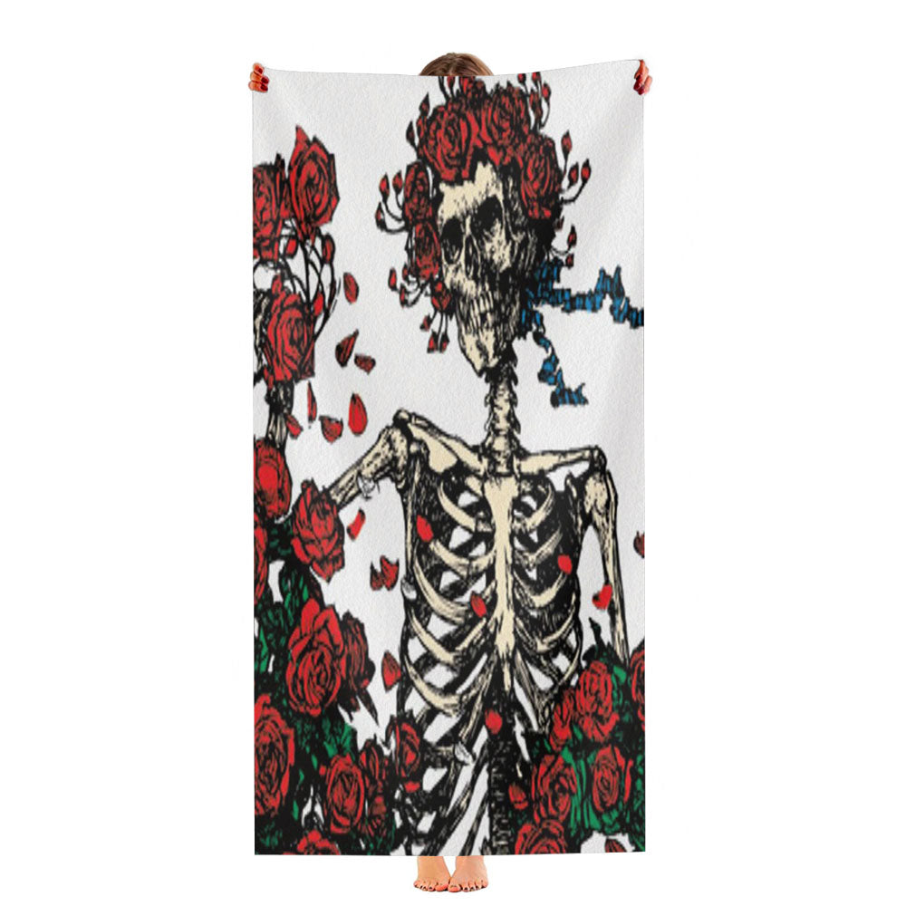 Grateful Dead Bones And Roses Ultra-Soft Luxury Bathroom Towels