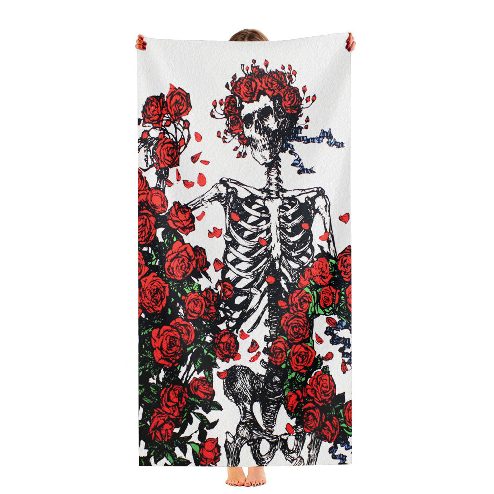 Grateful Dead Skeleton Bones And Roses Ultra-Soft Luxury Bathroom Towels