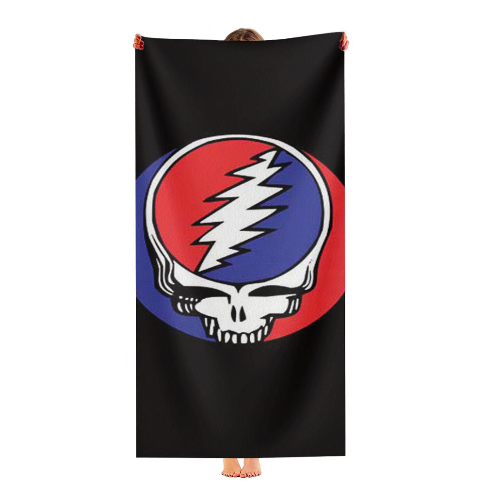 Grateful Dead Skull On Blk Ultra-Soft Luxury Bathroom Towels