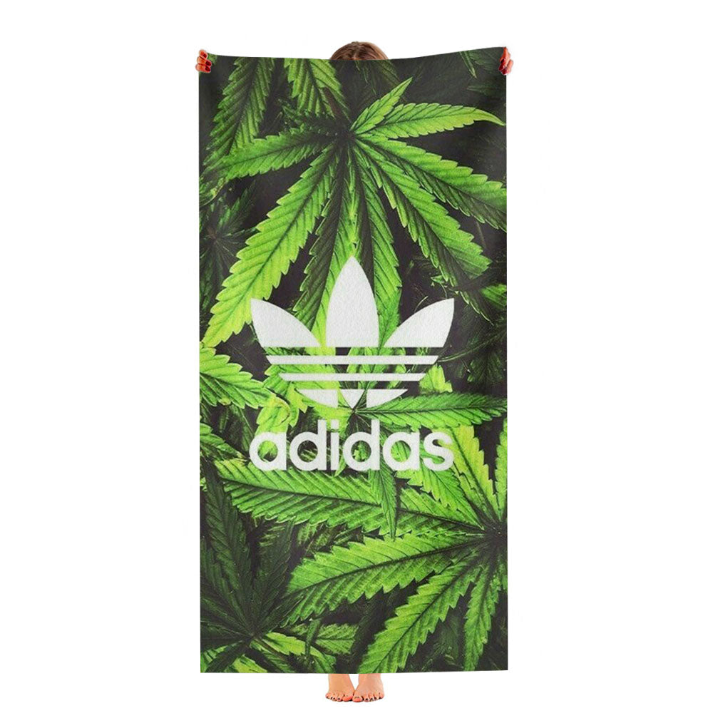 Green Adidas Weed Pattern Ultra-Soft Luxury Bathroom Towels