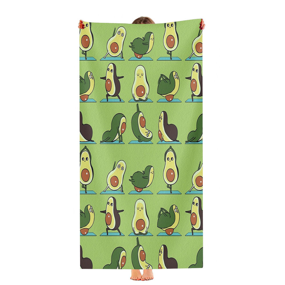 Green Avocado Yoga Pattern Ultra-Soft Luxury Bathroom Towels