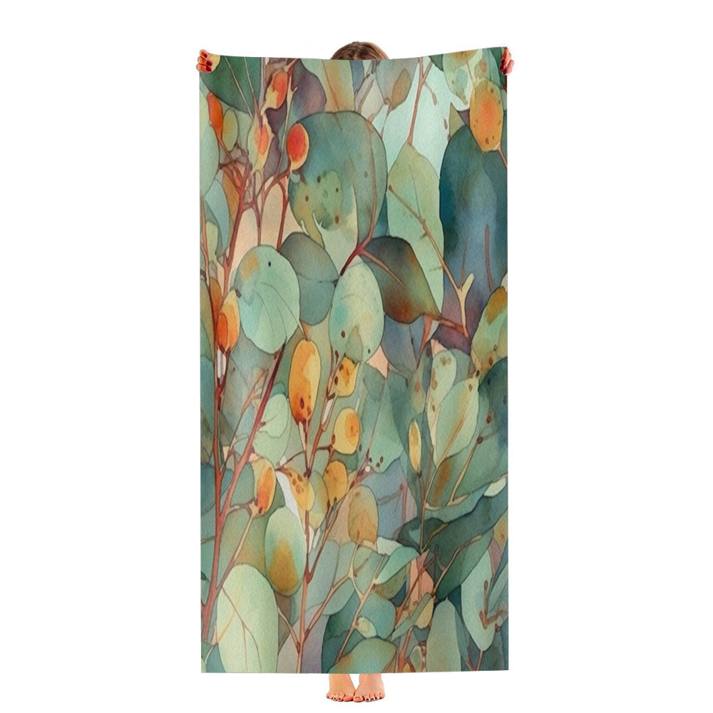 Green Leave Plant Ultra-Soft Luxury Bathroom Towels