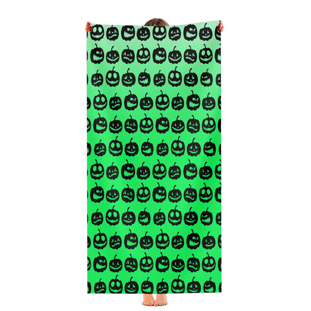 Green Pumpkins Pattern Silhouette Ultra-Soft Luxury Bathroom Towels