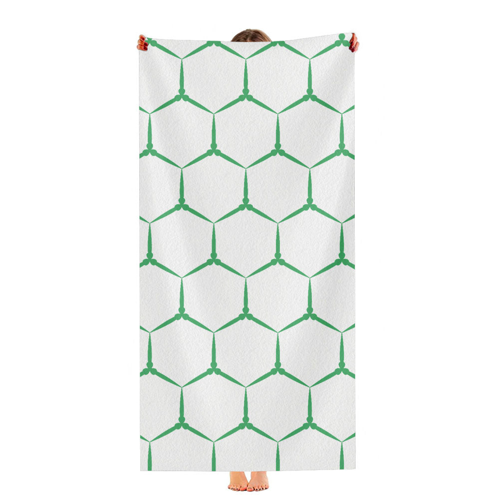Green Seamless Hexagonalism Pattern Ultra-Soft Luxury Bathroom Towels