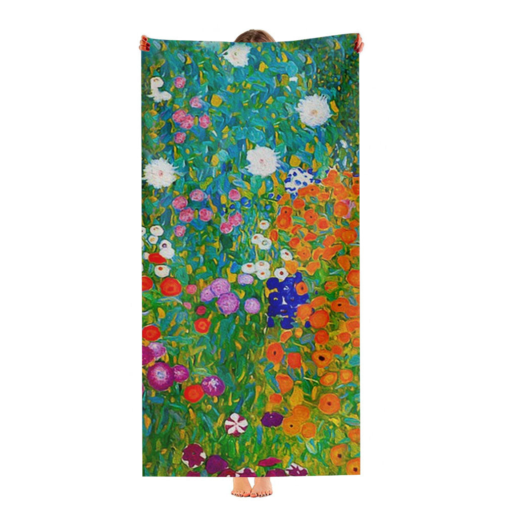 Gustav Klimt Flower Garden Ultra-Soft Luxury Bathroom Towels