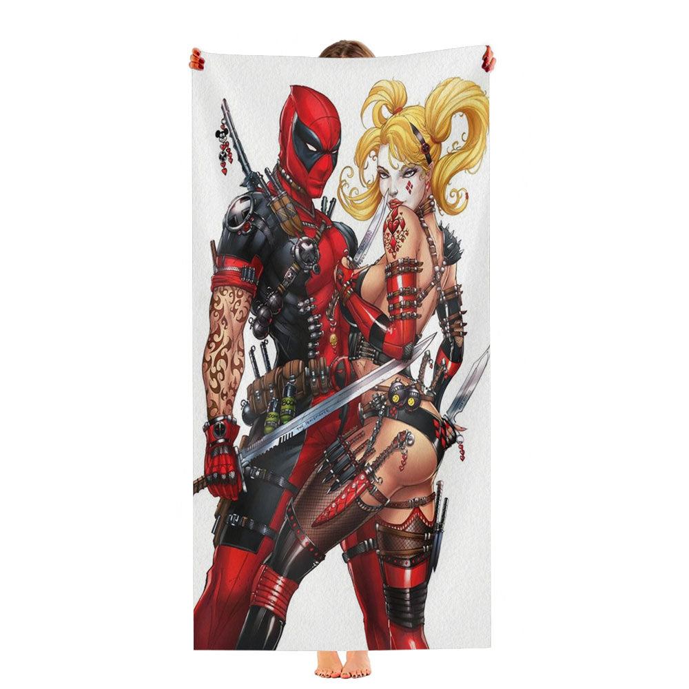 Harley Quinn And Deadpool Ultra-Soft Luxury Bathroom Towels