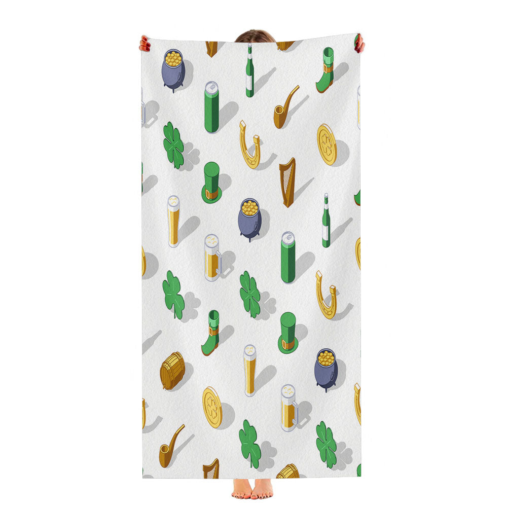 Isometric St Patricks Day Pattern 06 Ultra-Soft Luxury Bathroom Towels