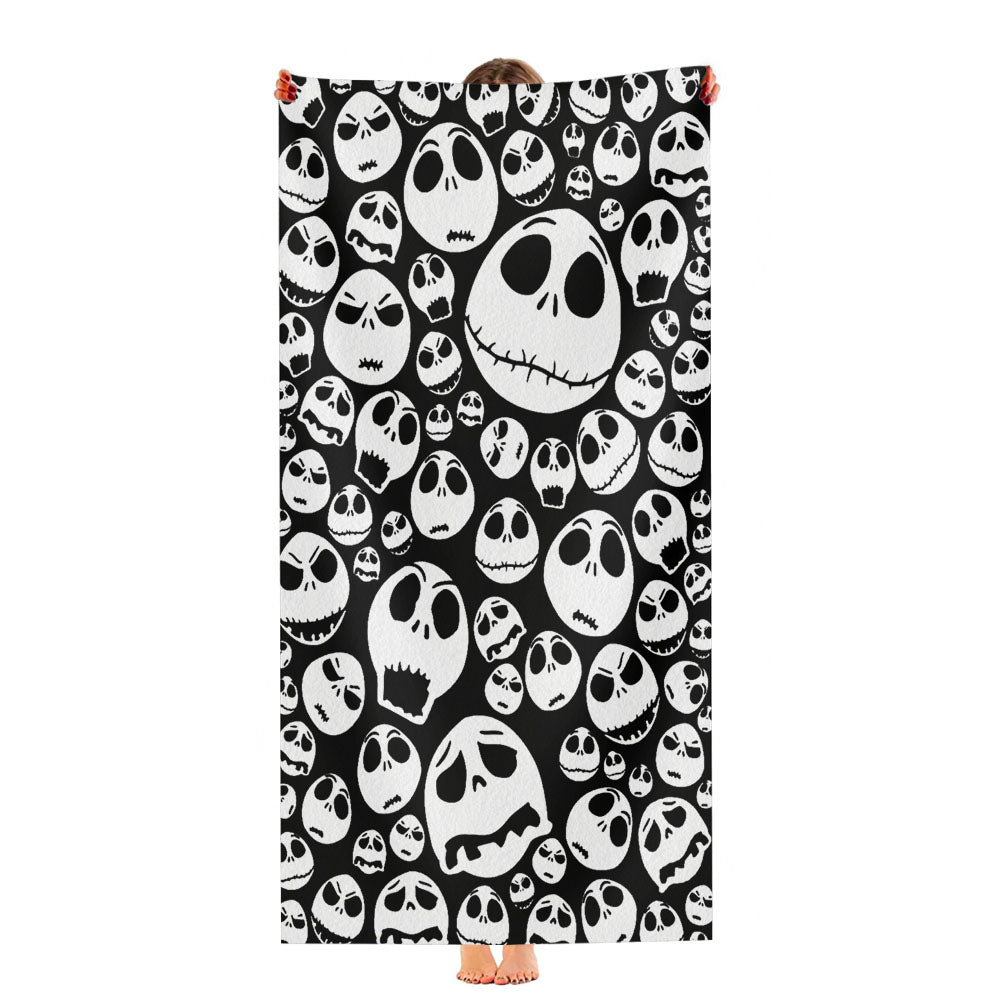 Jack Skellington Face Pattern Ultra-Soft Luxury Bathroom Towels