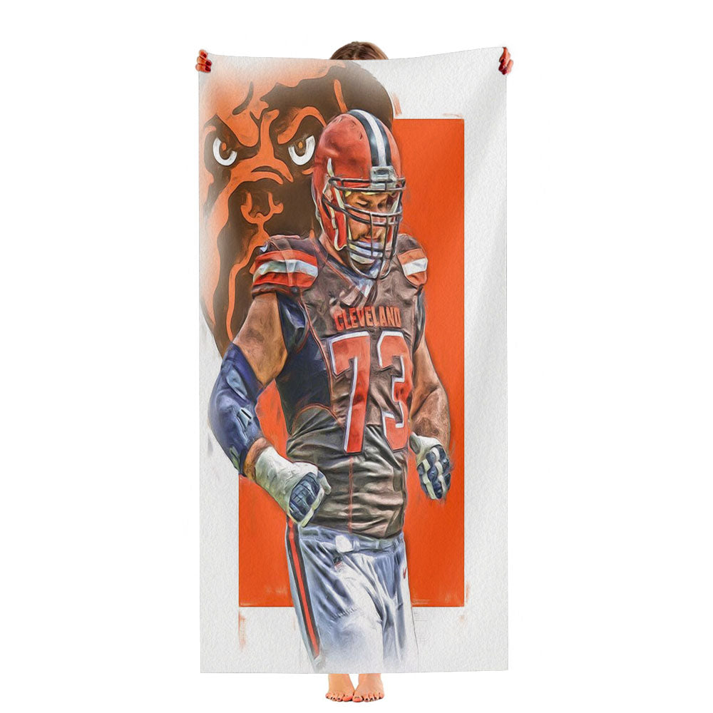 Joe Thomas Cleveland Browns Oil Art Ultra-Soft Luxury Bathroom Towels