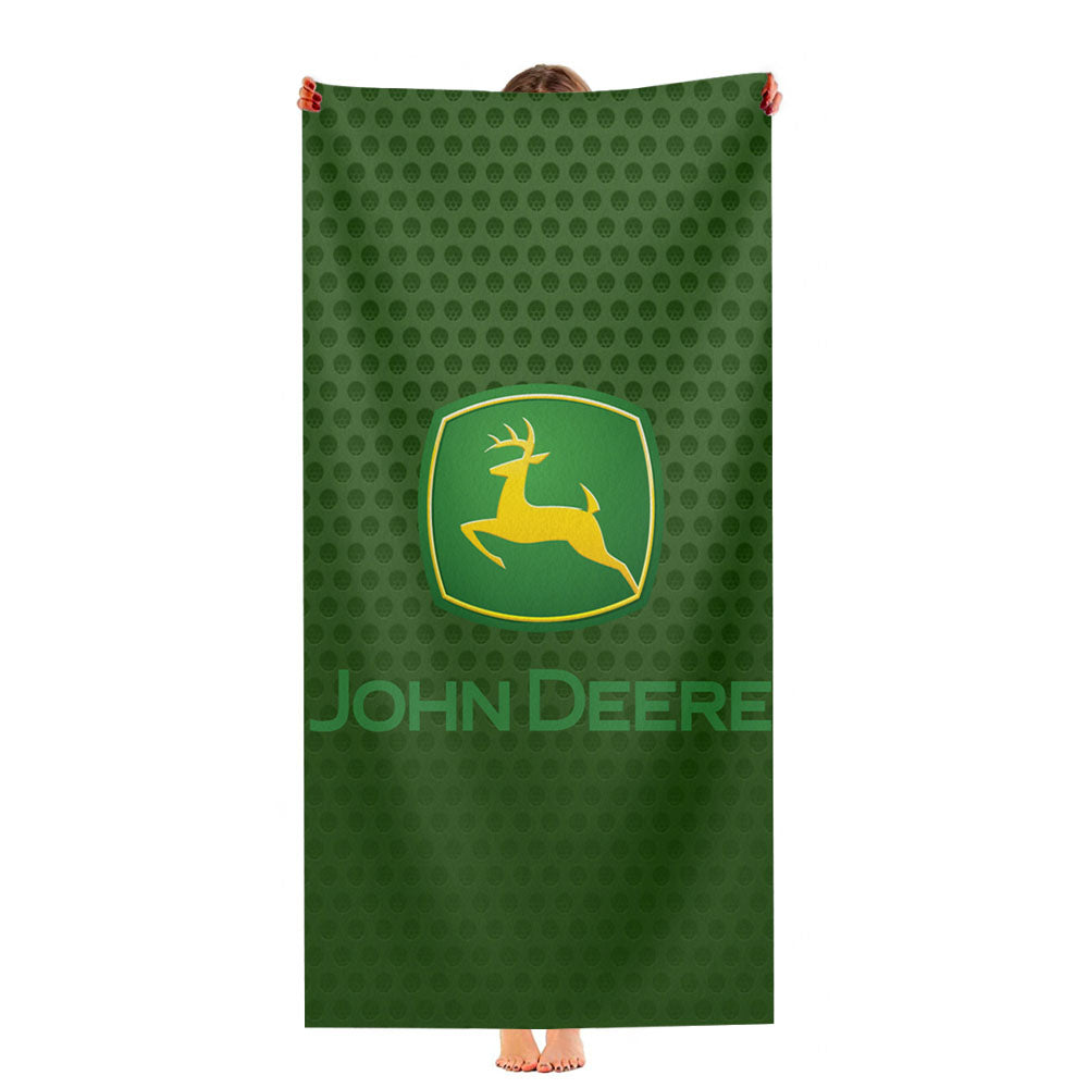 John Deere Green Carbon Fiber Logo Ultra-Soft Luxury Bathroom Towels