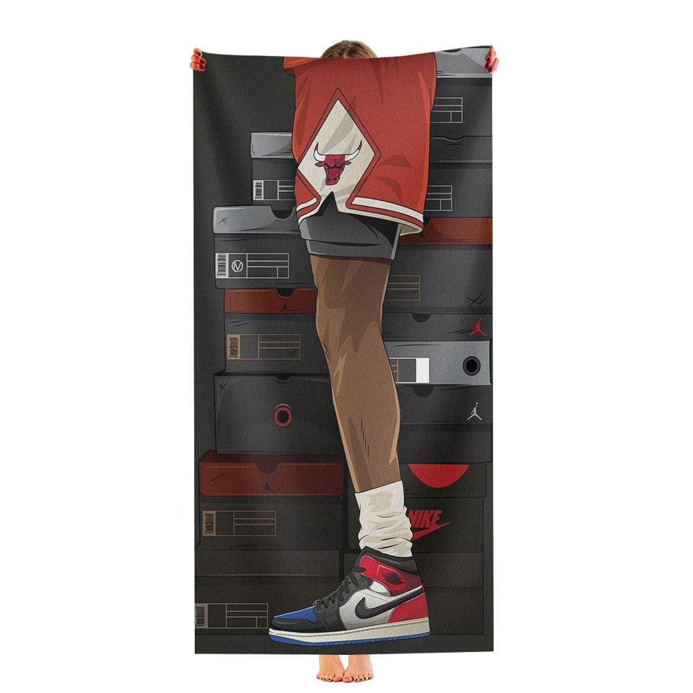Jordan Sneaker Collection Illustration Ultra-Soft Luxury Bathroom Towels