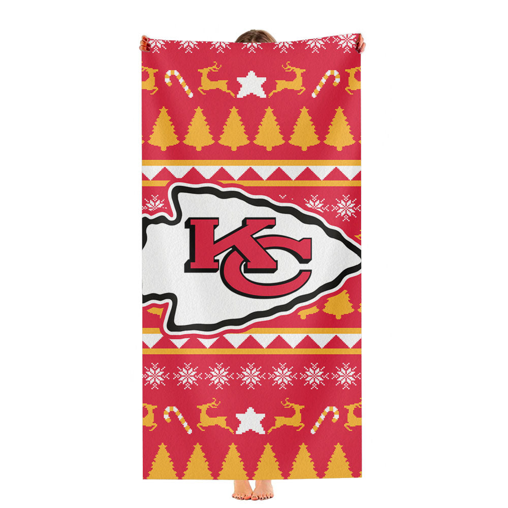 Kansas City Chiefs Christmas Sweater Ultra-Soft Luxury Bathroom Towels