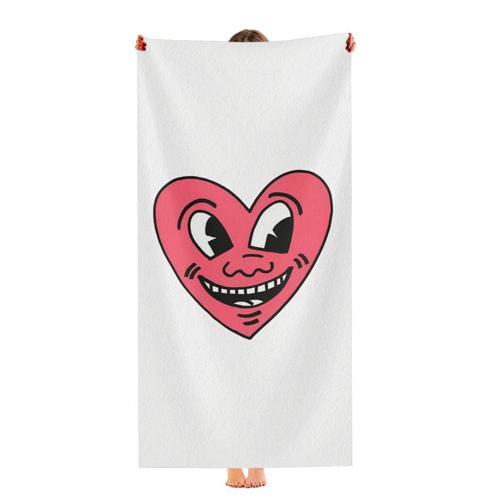 Keith Haring Hearth Face Ultra-Soft Luxury Bathroom Towels